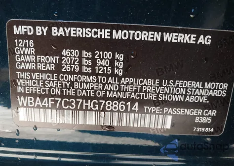 2017 BMW 430I Gran Coupe из США, поврежденный, VIN WBA4F7C37HG788614